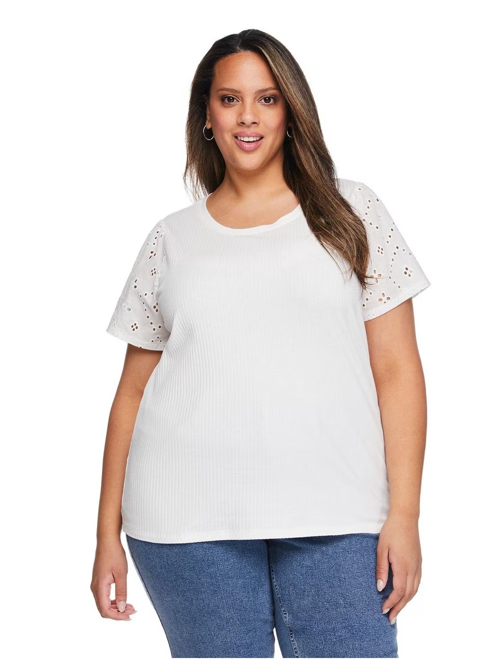 NWT Lane Bryant Eyelet Sleeve White Top Size 22/24